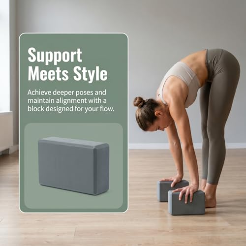 Yoga Blocks, EVA Foam Workout Equipment, High Density Foam Blocks with Non-Slip Surface, Beveled Edges for Yoga, Pilates, Stretching, Meditation, Home Gym Essentials, 9" x 6" x 3" - color: Black
