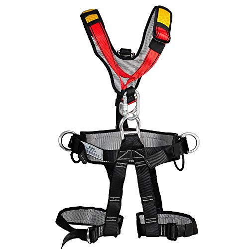 NewDoar Climbing Harness CE Certification Rock Climbing Rappelling Equipment Body Guard Protect Rappelling Rescuing Equip - color: Adult Upgrade Full Body