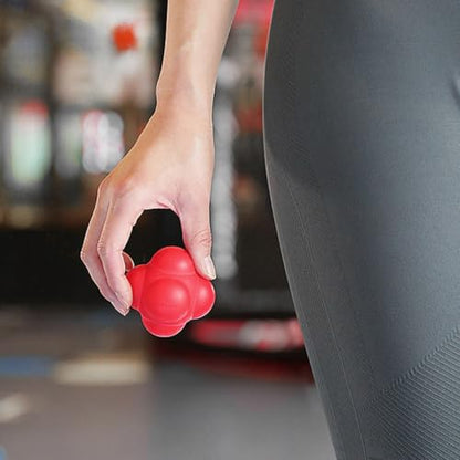 Hexagonal Reaction Training Ball Red 68mm Silicone Agility Fitness Ball for Hand-Eye Coordination Speed Workout and Sports Training