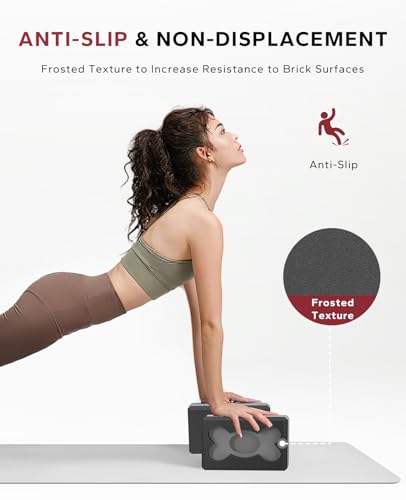 HAPBEAR Yoga Blocks 2 Pack - 9x6x3in High-Density EVA Foam with Non-Slip Textured Surface, Supportive for Deep Stretching & Lightweight - Ideal for Yoga, Pilates, Stretching Exercises