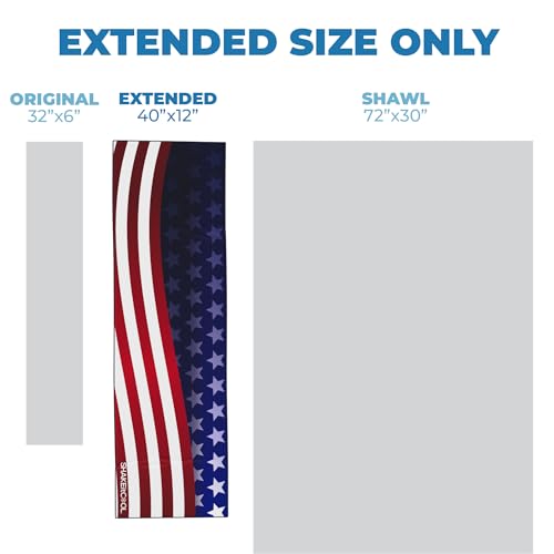 Extended Size Cooling Towel – Be Cool in Style - Heat Relief, Soft, Lightweight, Sun Protection, Easy Clean - Perfect for Biking, Hiking, Running, Yoga, Golf, Gardening - Wavy Flag M - color: Wavy Flag