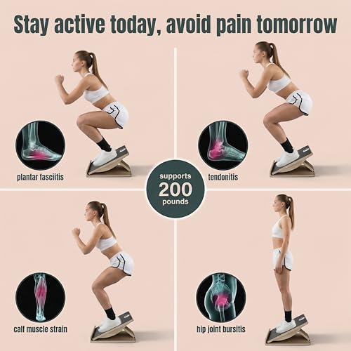 Slant Board for Exercise, 2-in-1 Balance Board & Calf Stretcher with Timer,Adjustable Wooden Squat Wedge with Anti-Slip Surface,Incline Board for Stretching & Blance Training