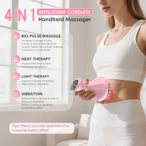 Lymphatic Drainage Massager, Anti Cellulite Massage Tool For Thigh & Belly Stretch Marks & Cellulite Reduction, Handheld Massage tools for Sciatica Nerve, Legs, Arms, Hip, Muscle, Low Back Pain Relief