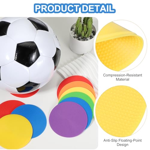 PATIKIL Spot Markers 4 Inch, 12 Pcs Non-Slip Floor Dots Agility Markers Flat Field Cones Poly Dots for Gym PE Speed Training Dance Soccer Basketball Sports, Yellow/Green/Orange
