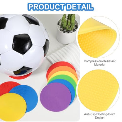 PATIKIL Spot Markers 4 Inch, 12 Pcs Non-Slip Floor Dots Agility Markers Flat Field Cones Poly Dots for Gym PE Speed Training Dance Soccer Basketball Sports, Yellow/Green/Orange