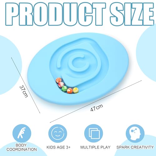 Kids Maze Balance Board Plastic Wobble Rocker Balance Board with Mini Balls Load 170lb for Balancing Exercise Equipment Game Boys Girls Physical Therapy 18.5 x 14.57 Inch(Blue,Round) - color: Blue, style: Round
