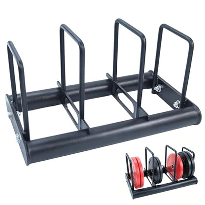 Weight Rack with Dividers 660 LBS Capacity Olympic Weight Plate Rack for Home Gym Freestanding Dumbbell Organizer with 3-Section Spacing for Thin & Thick Plates