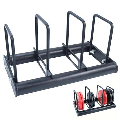 Weight Rack with Dividers 660 LBS Capacity Olympic Weight Plate Rack for Home Gym Freestanding Dumbbell Organizer with 3-Section Spacing for Thin & Thick Plates