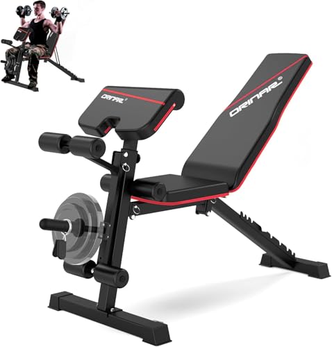 Adjustable Weight Bench, 880Lbs Bench Press for Full Body Workout, Workout Bench for Home Gym with Barbell Rack, Strength Training Stable Incline Decline Bench with Leg Developer