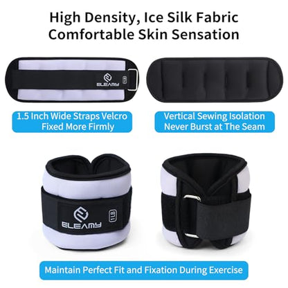 ELEAMY Ankle Weights for Women & Men - 0.5/1/2/3lb*2 Pairs - color: Black-Light Purple, size: 1.0 Lbs Each (2.0 Lbs Pair)