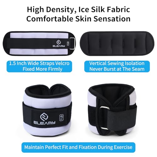 ELEAMY Ankle Weights for Women & Men - 0.5/1/2/3lb*2 Pairs - color: Black-Light Purple, size: 3.0 Lbs Each (6.0 Lbs Pair)