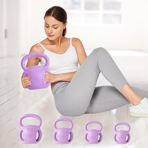RUNWE 3 Handle Kettlebells Weight - Weight for Women Options 5, 10, 15 and 20 LB for Russian Twists AB Exercise, Weightlifting and Core Fitness Exercise Home Gym [Single in Sold] - color: 15 lb Purple