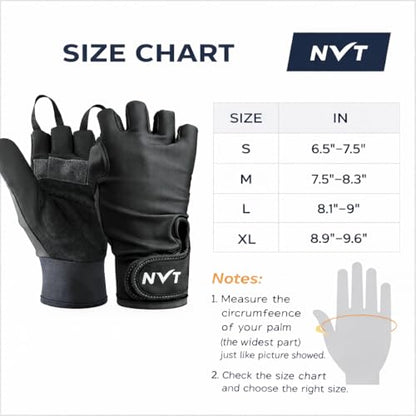 NVT Wheelchair Gloves & Workout Gloves for Men and Women – Weight Lifting Gym & Cycling Glove with Shock Absorption, Fingerless Grip & Wrist Support - size: Small
