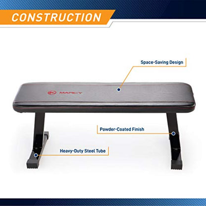 Marcy Flat Utility Weight Bench for Home Gym Weight Training and Ab Exercises - color: Basic - Black