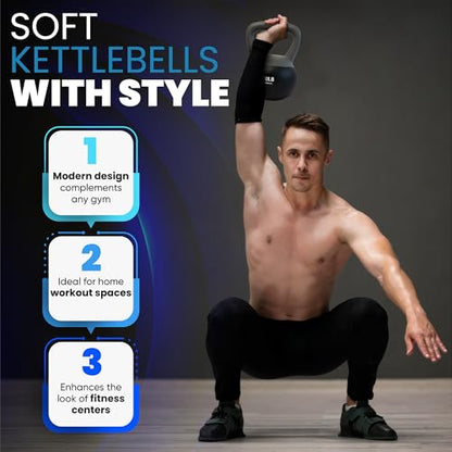 bintiva Soft Kettlebells - Sea and Iron Sand Filled Weights for Women and Men - Color Coded Kettle Bell Sets - color: Earthtones - 5, 10, 15, 20 LBs