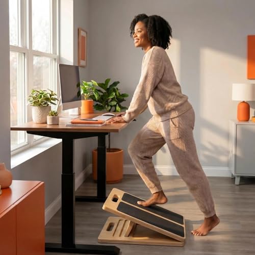 Slant Board for Calf Stretching, Portable Wooden Slant Board with 5 Adjustable Angles, Non-Slip 300lb Weight for Squats, Calf Muscles, Knees, Heel, Ankle, for Home, Gym, Office
