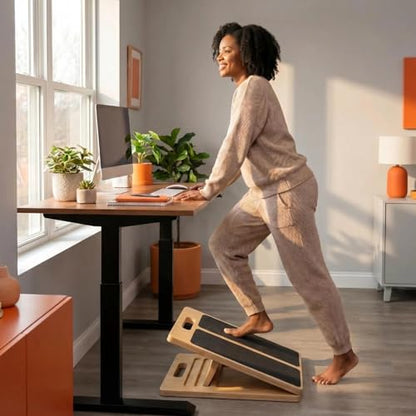 Slant Board for Calf Stretching, Portable Wooden Slant Board with 5 Adjustable Angles, Non-Slip 300lb Weight for Squats, Calf Muscles, Knees, Heel, Ankle, for Home, Gym, Office