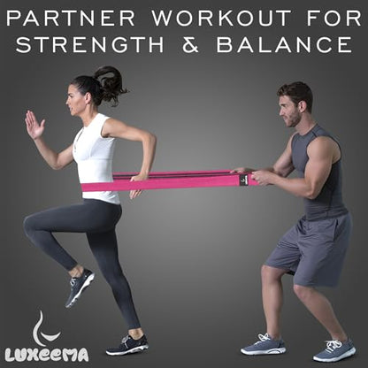 Premium 76" Extra Long Resistance Band for Working Out, 3" Wide Non-Slip Fabric Exercise Band for Stretching, Yoga, Strength Training & Physical Therapy