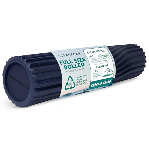 Tidal Roller - Dark Navy - Muscle Massage Foam Roller for Back Pain & Stretching - Firm and Ergonomic Wide Wave Textured - Yoga, Athletics, & Wellness - Full Size, 20" x 5" - color: Dark Navy