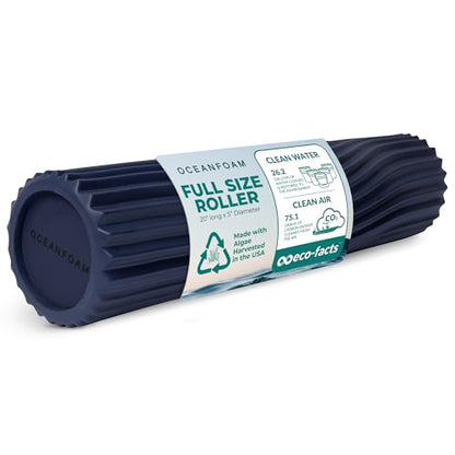 Tidal Roller - Dark Navy - Muscle Massage Foam Roller for Back Pain & Stretching - Firm and Ergonomic Wide Wave Textured - Yoga, Athletics, & Wellness - Full Size, 20" x 5" - color: Dark Navy