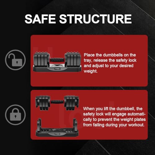 VEICK Adjustable Dumbbell 25 lb – Quick Change Dial with Non Slip Handle & Tray Stand, Space Saving Home Gym Weights for Women Men Strength Training Workout - style: 25LBS-2PCS
