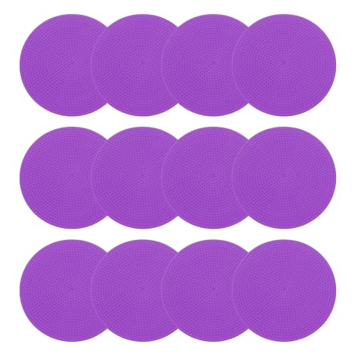 PATIKIL 6 Inch Poly Spot Markers, 12Pcs Non Slip Rubber Floor Dots with Storage Bag Flat Agility Cones for Sports Training Basketball Football, Purple