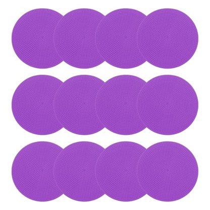 PATIKIL 6 Inch Poly Spot Markers, 12Pcs Non Slip Rubber Floor Dots with Storage Bag Flat Agility Cones for Sports Training Basketball Football, Purple