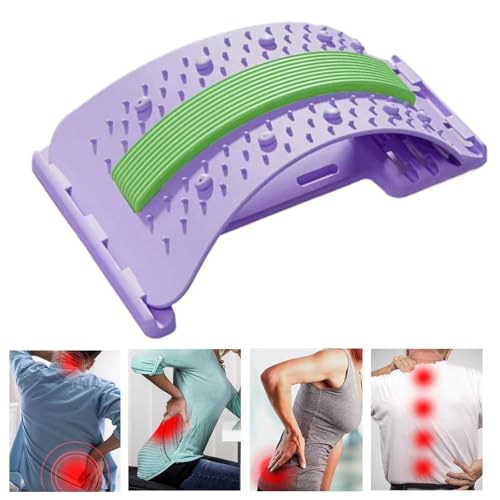 Lower Back Massager - 3-Level Adjustable Lower Back Stretcher | Non-Slip Lumbar Massager | Baack Arch Stretcher | Spine Stretccher for Body Recovery Muscle Release Yoga Workout Fitness - color: Purrple