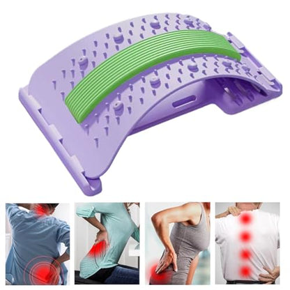 Lower Back Massager - 3-Level Adjustable Lower Back Stretcher | Non-Slip Lumbar Massager | Baack Arch Stretcher | Spine Stretccher for Body Recovery Muscle Release Yoga Workout Fitness - color: Purrple