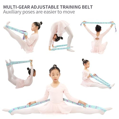 Extended 8 Loops Kids' Elastic Band – Adjustable Dance & Gymnastics Stretch Strap for Children's Training, Yoga, Pilates, and Ballet Resistance Home Workout - color: Blue