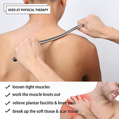 Gua Sha Scraping Massage Tool, Long Bar for Large Muscles, Great Soft Tissue Mobilization, 13.5 inch Long (C) - style: Slim Style
