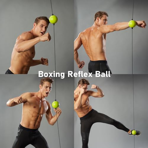 MMA Boxing Reflex Ball - Boxing Equipment Fight Speed, Boxing Gear Punching Ball Great for Reaction Speed and Hand Eye Coordination Training Reflex Bag Alternative