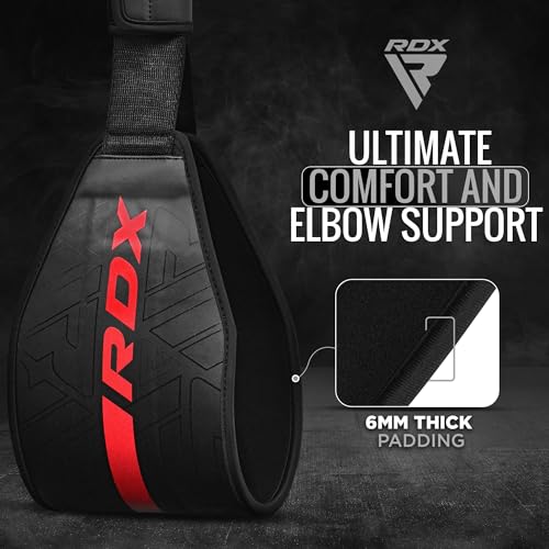 RDX AB Straps for Pull Up Bar Hanging (Pair), Maya Hide Leather, Abdominal Muscle Building Padded Arm Support Slings with D-Ring Strap, Leg Raise Exercise Fitness Workout Strength Training, Men Women - color: Black Red
