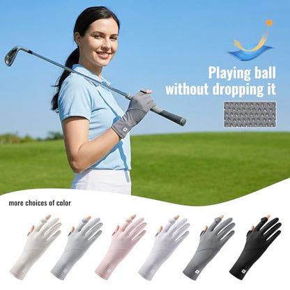 Ice Silk Sunscreen Gloves UV Protection Mittens Non-Slip Touch Screen Driving Gloves for Cycling Riding Golfing Hiking