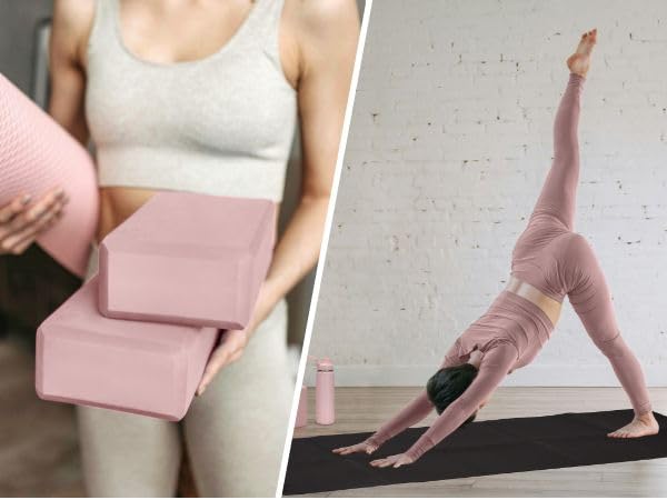 EXERZ Yoga Blocks 2 pack, Gym Blocks, Exercise Workout Fitness Bricks, Pilates Stretch Handstand Non-Slip - color: Turquoise