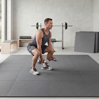 BalanceFrom Puzzle Exercise Mat 1/2" Thick, EVA Interlocking Foam Floor Tiles for Home Gym, Mat for Home Workout Equipment, Floor Padding for Kids, Gray, 24 in x 24 in x 1/2 in, 144 Sq Ft - 36 Tiles
