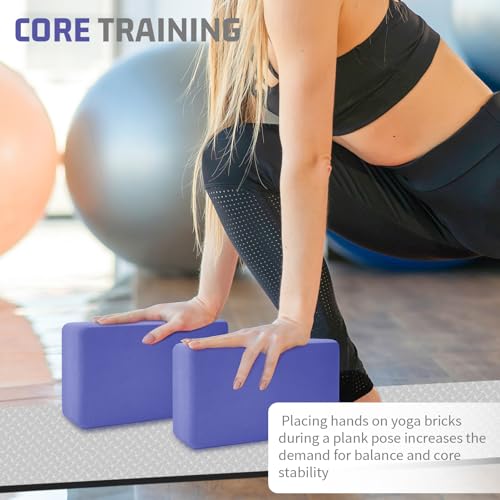Yoga Blocks 2 Pack 3x6x9IN Foam Block Supportive Latex-Free with Rounded Edges, Non-Slip Exercise Blocks for Pilates, Meditation, Balance, Stretching and Deep Poses - color: 2Pack-RC-Purple