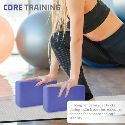 Yoga Blocks 2 Pack 3x6x9IN Foam Block Supportive Latex-Free with Rounded Edges, Non-Slip Exercise Blocks for Pilates, Meditation, Balance, Stretching and Deep Poses - color: 2Pack-RC-Purple