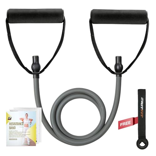 RitFit Single Resistance Exercise Band with Comfortable Handles - Ideal for Physical Therapy, Strength Training, Muscle Toning - Foam Padding Door Anchor and Starter Guide Included - size: 35-40lbs