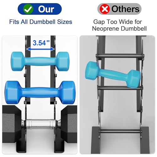 Dumbbell Rack Stand for Home Gym: Rack Only Holder for Dumbbells, Free Weights, 400LB Capacity Heavy-Duty Compact Storage Organizer
