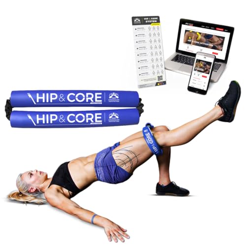 Crossover Symmetry Hip & Core System - Loop Resistance Home Workout Bands to Stretch and Strengthen Legs, Butt, Hips, Thighs and Glutes, Includes Online Exercise & Training Guide - color: Blue