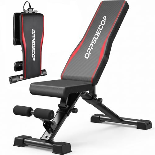 OPPSDECOR Adjustable Weight Bench, 900LBS Incline Decline Flat for Home Gym