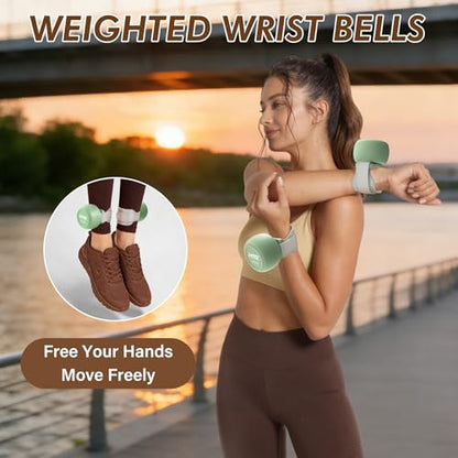 HTQ Adjustable Dumbbell Set for Women, 2-17LBS Total Plate Weight Home Workout Equipment with Kettlebell, Wrist Weights, Resistance Tube, Jump Rope, Pink/Green Free Weights Set for Women at Home - color: Green