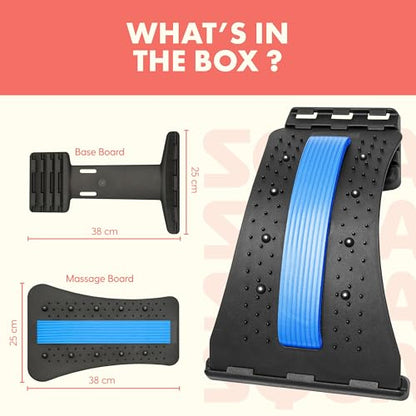 Lower Back Stretcher Device, Ergonomic Lumbar Support Back Massager, Multi-Level Traction, Foam Cushion with Pressure Points, 30-Day Digital Workout Program, for Home, Gym, Car & Yoga Mat Use