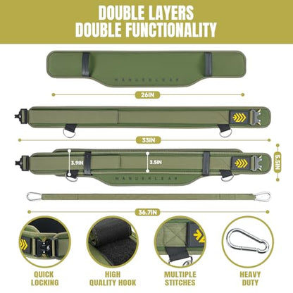 MANUEKLEAR 2-in-1 Weightlifting Belt & Dip Belt with 36.7 IN Rope, Double-Layer Weight Lifting Belts, Powerlifting Gym Weighted Belt for Pull Up Squat - color: Olive Drab, size: M(30-33in)