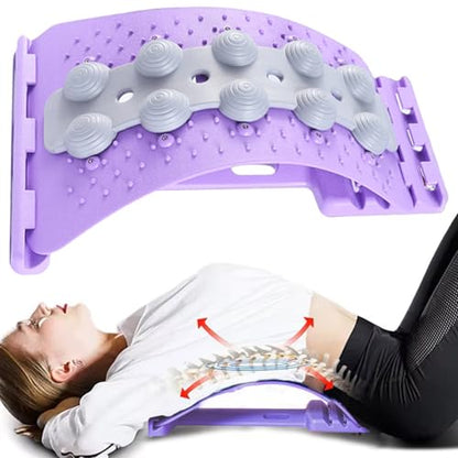Back Cracker 4-Level Adjustable Back Stretch with Acupressure Massage Correction Spine Decompression Lumbar Support for Scoliosis Pain Relief Stretcher, Cracking Device, Lumbar Support