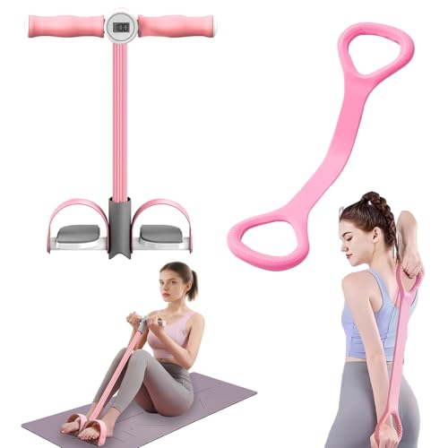 Upgrade 6-Tubes Pedal Resistance Band with Handle, Elastic Pull Rope Fitness with 8 Shaped Resistance Band, Multifunction Tension Rope for Abdomen Waist Arm Leg Training, Home Gym Exercise Equipment