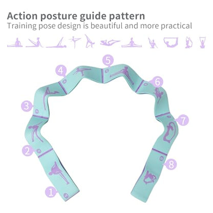 2 PCS Adjustable Extended Children's Stretching Straps with 8 Loops, Multi-Functional Elastic Stretch Bands for Gymnastics, Dance, Latin Training, Ballet, Exercise, Yoga - color: Blue+Purple