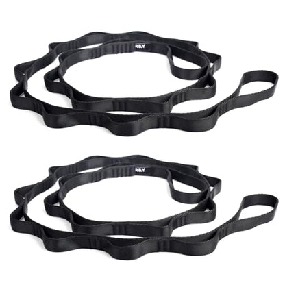 2PCS 5.9ft Long Nylon Daisy Chain Straps for Aerial Yoga Hammock Swing Adjustable Aerial Silk Extender Hanging Rope for Aerial Yoga Belts 180cm - color: Black