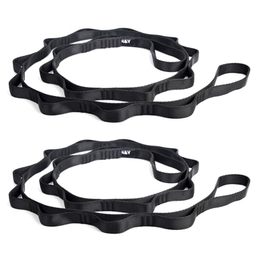 2PCS 5.9ft Long Nylon Daisy Chain Straps for Aerial Yoga Hammock Swing Adjustable Aerial Silk Extender Hanging Rope for Aerial Yoga Belts 180cm - color: Black